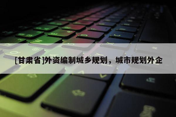 [甘肃省]外资编制城乡规划，城市规划外企