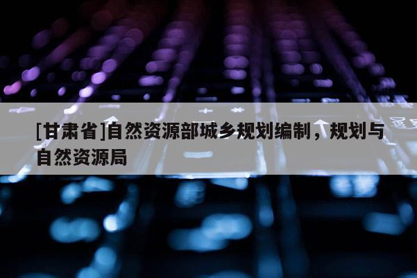 [甘肃省]自然资源部城乡规划编制，规划与自然资源局