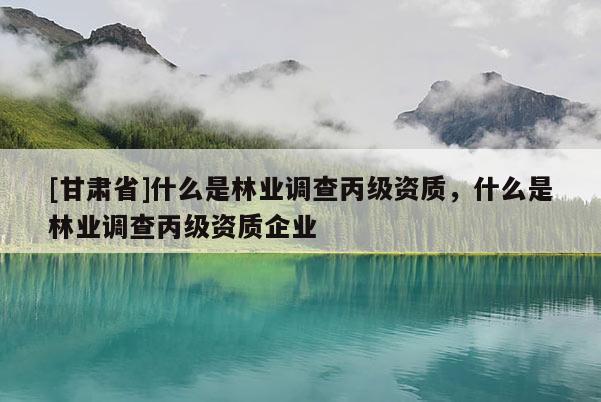 [甘肃省]什么是林业调查丙级资质，什么是林业调查丙级资质企业